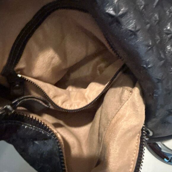Jimmy Choo Star Embossed Hobo Shoulder Bag Gunmetal Leather Celestial Zodiac - Picture 8 of 13